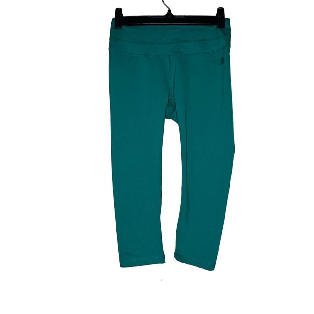 The North Face Women's S High Rise Capri Leggings green Yoga Hiking Side Pockets